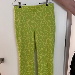Industry Green Print Pull-On Flare Pants